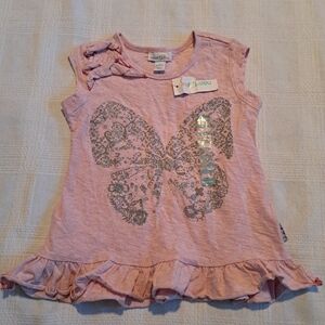 Naartjie girls size 3 butterfly shirt butterfly is silver sparkly print, New